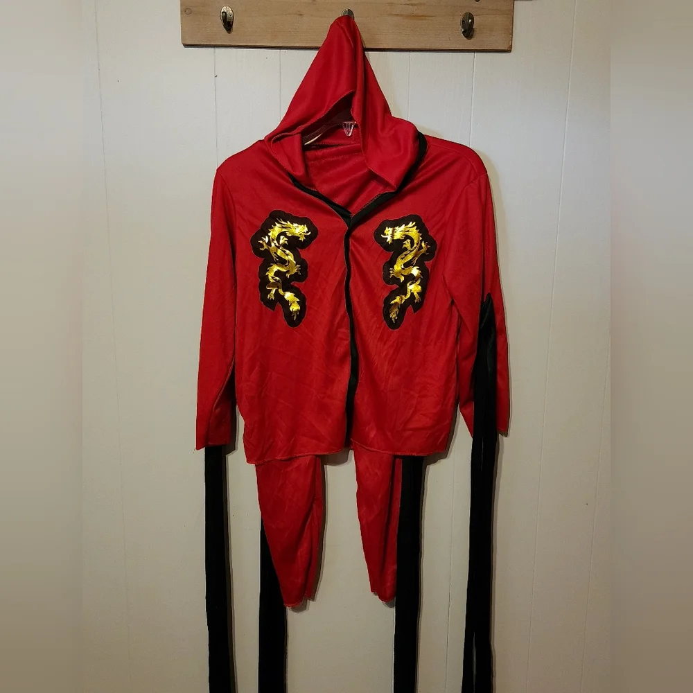 Youth Ninja Costume Halloween Medium Red Black Party‎ A881